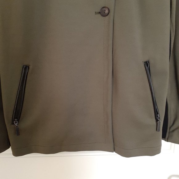 LOGO by Lori Goldstein Jacket with Faux Leather Shoulder Detail Green Size XL - Picture 8 of 12